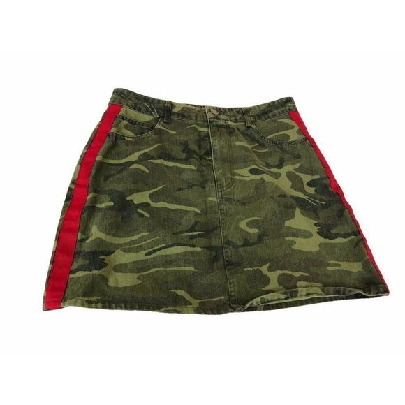 Women’s forever 21 green camo striped mini skirt s - Picture 2 of 7